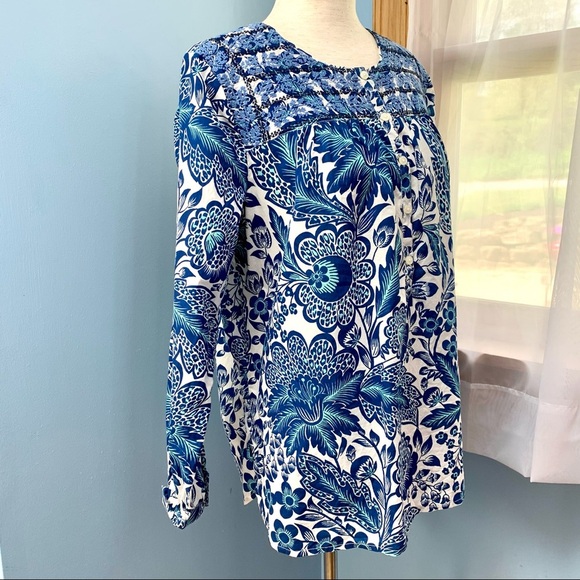 J. Crew Embroidered Floral Popover Top - Picture 7 of 8